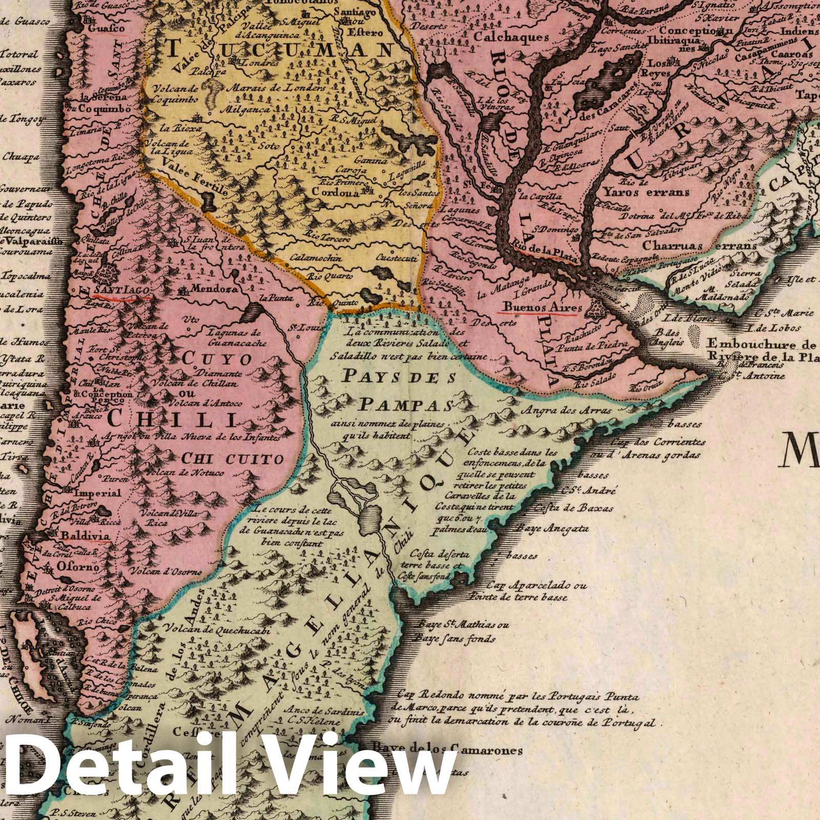 Chili, Paraguay. Freti Magellanici, 1733 - Historical Map Print