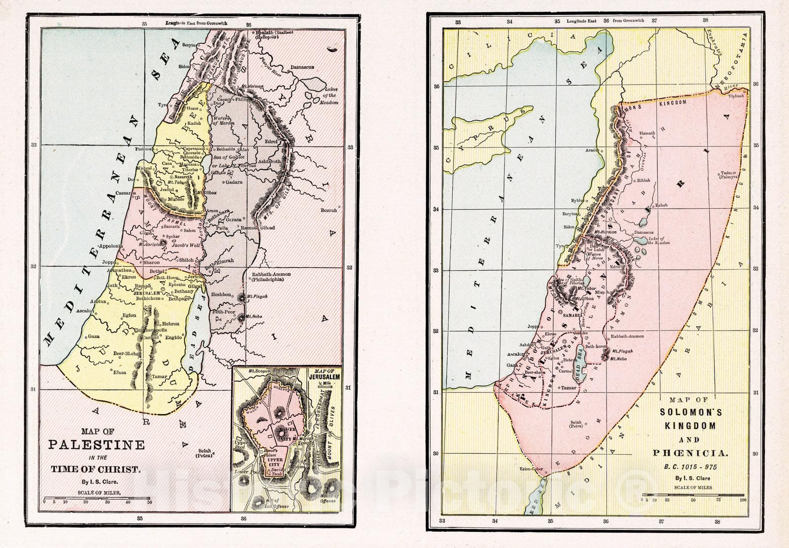 Historic Map : 1901 Map of Palestine and Solomon's Kingdom and Phoenicia - Vintage Wall Art