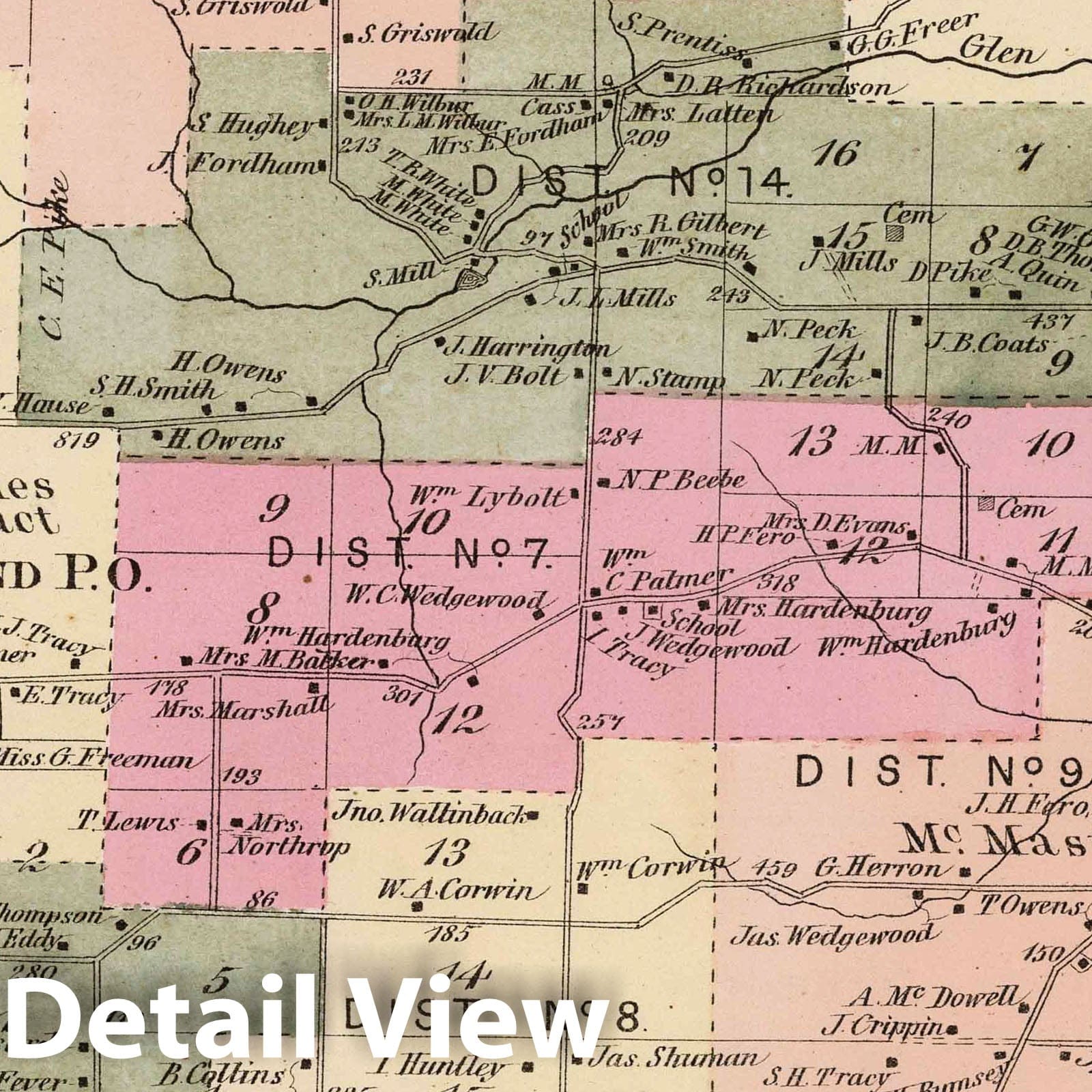 Dix, Schuyler County, New York - Property Map, 1874 - Historical Map Print