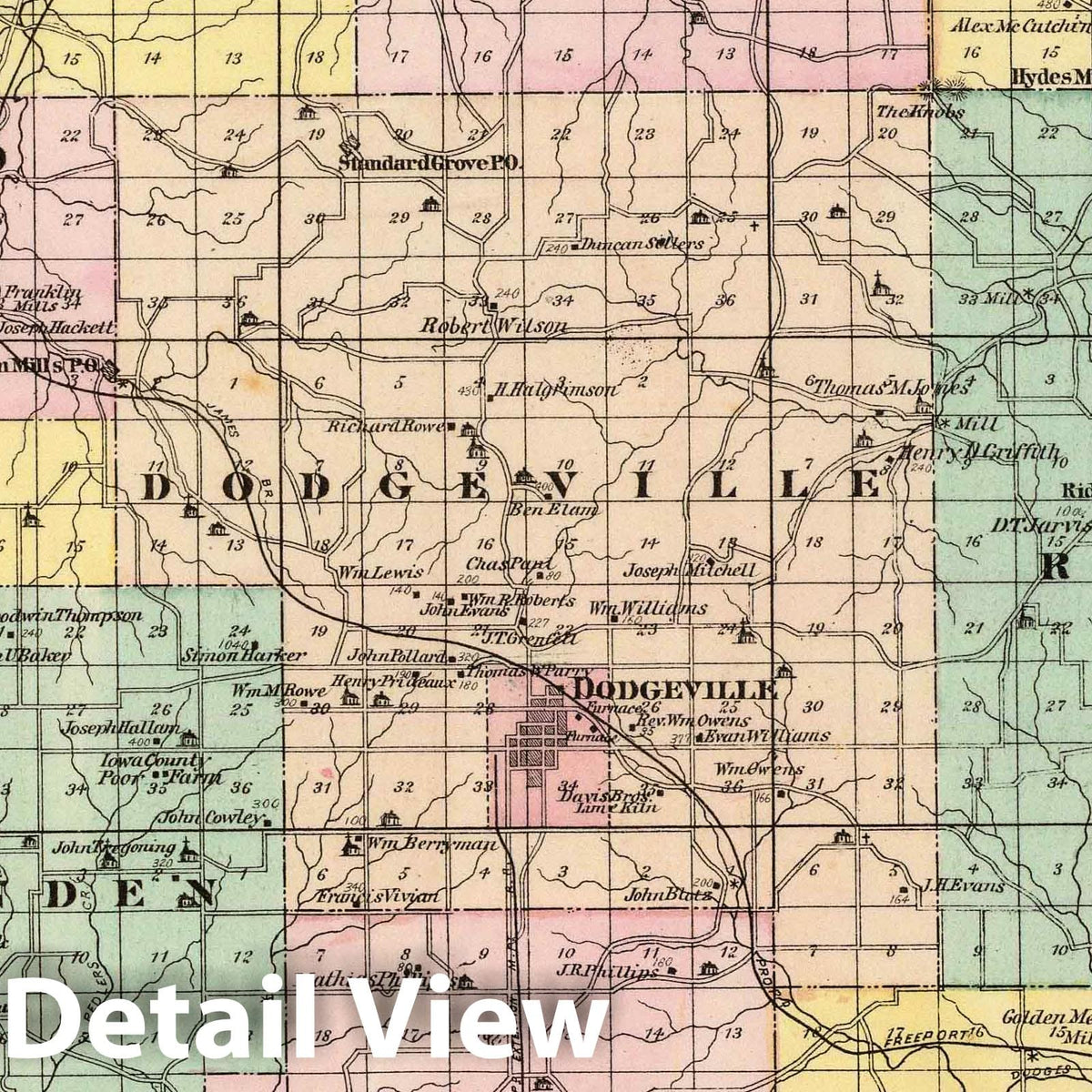 Iowa County, Wisconsin - Geologic Map, 1878 - Historical Map Print