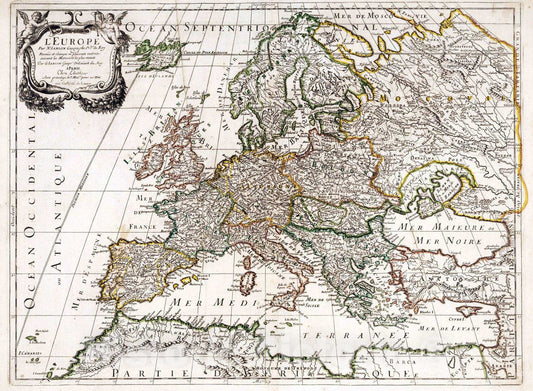 Historic Map : 1697 Europe. - Vintage Wall Art
