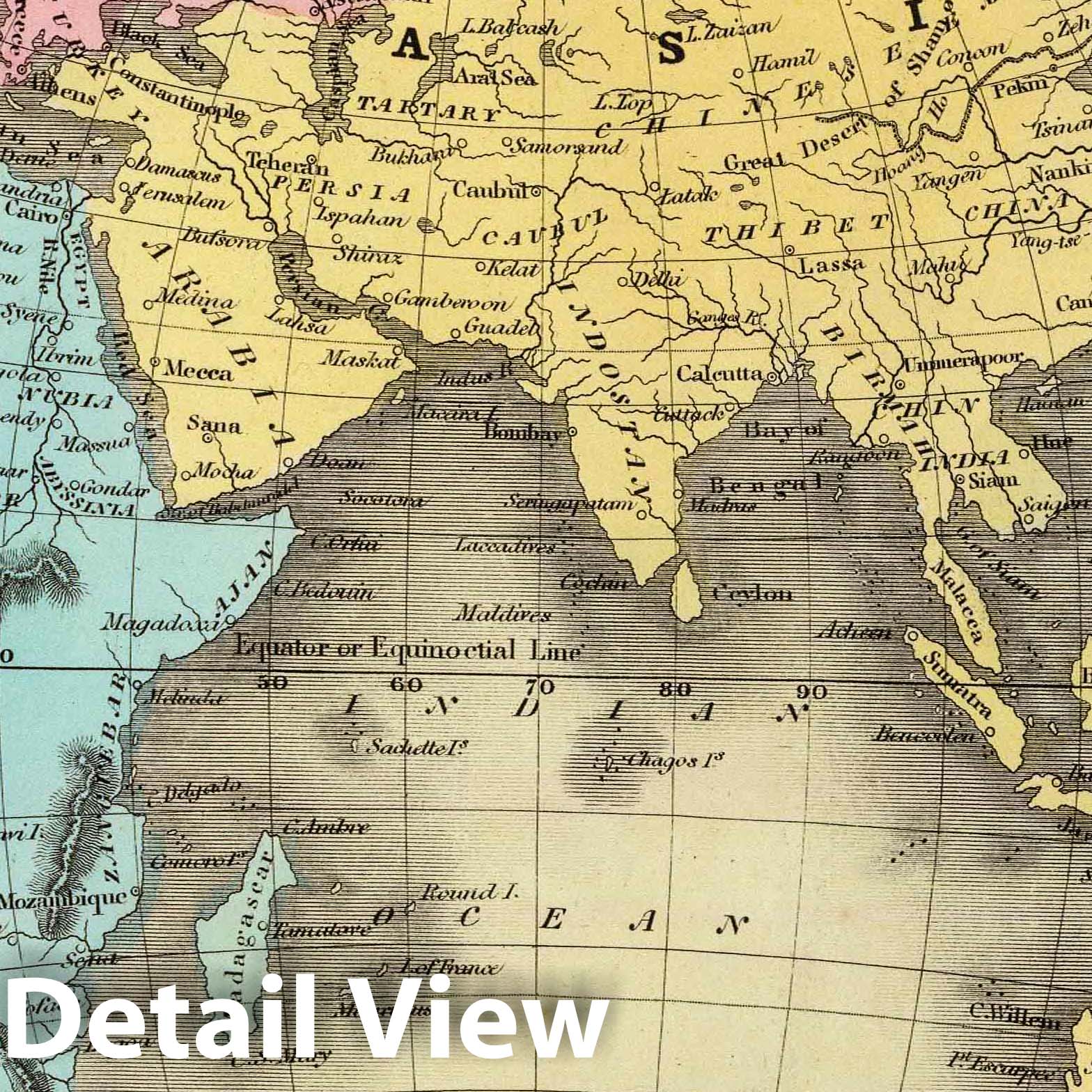 Eastern Hemisphere, 1835 - Historical Map Print