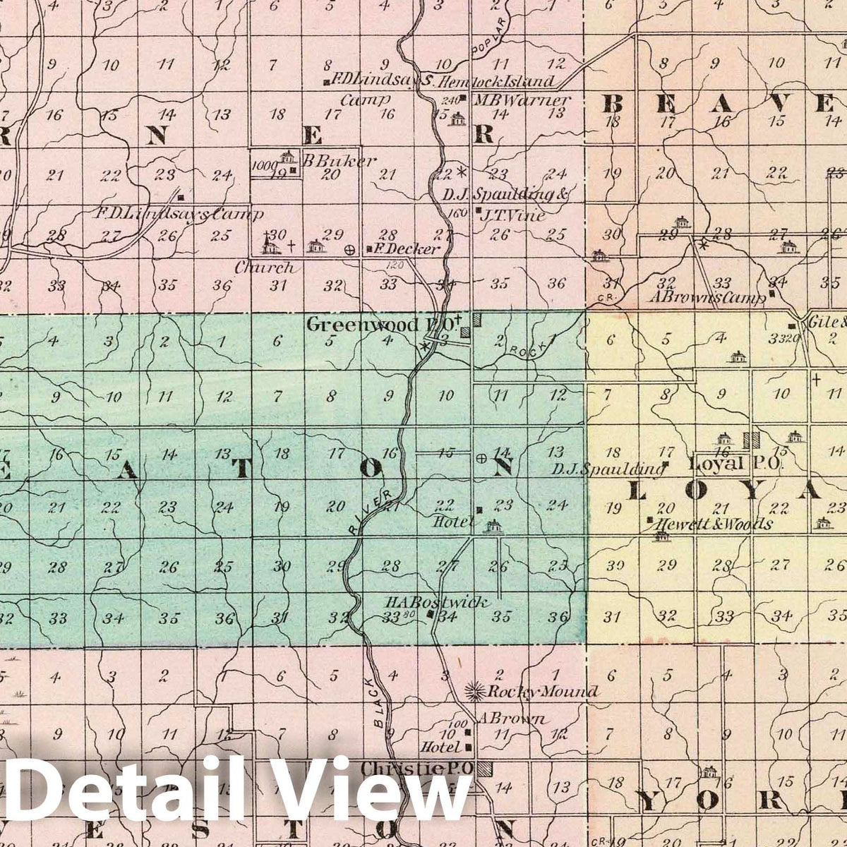 Clark County, Wisconsin - Geologic Map, 1878 - Historical Atlas Print