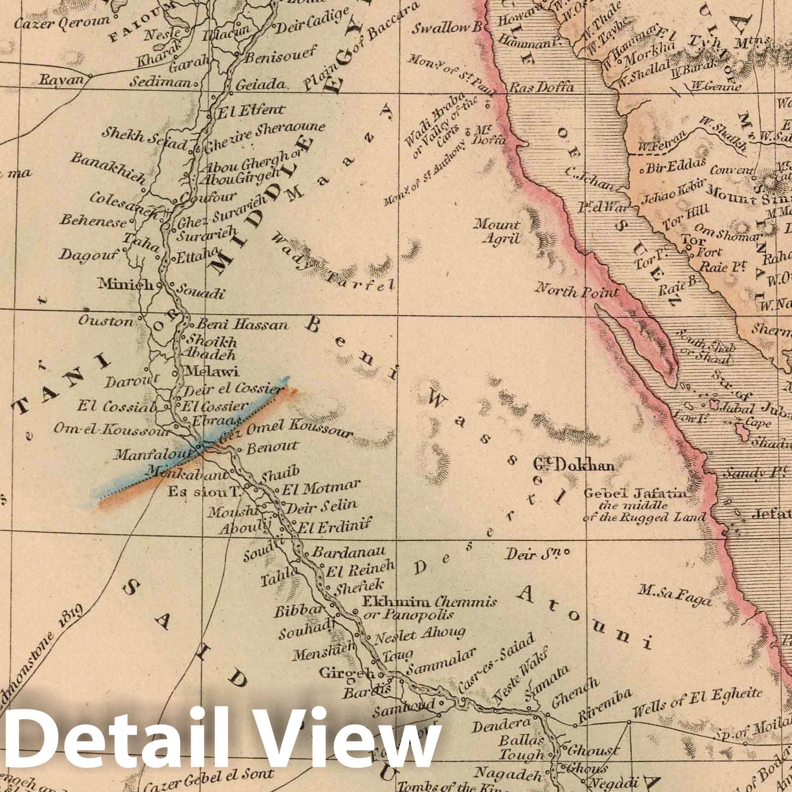 Egypt - Railroad Map, 1864 - Historical Map Print