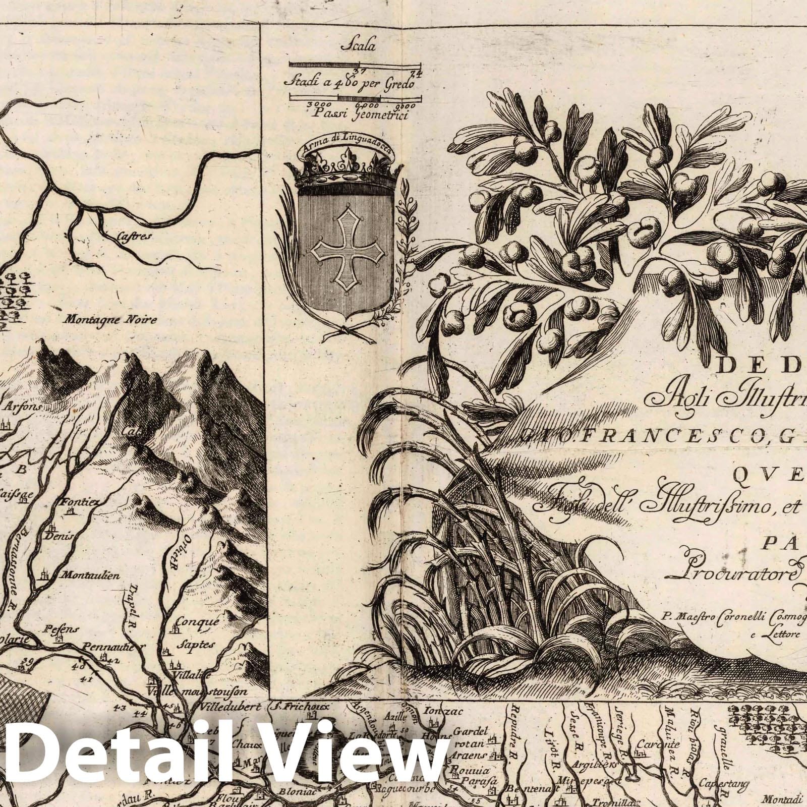 Midi Canal, France - Nautical Chart, 1693 - Historical Map Print