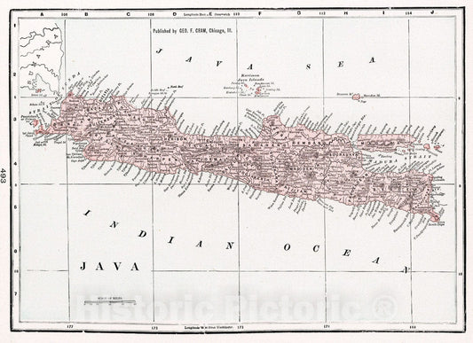 Historic Map : 1901 Java - Vintage Wall Art