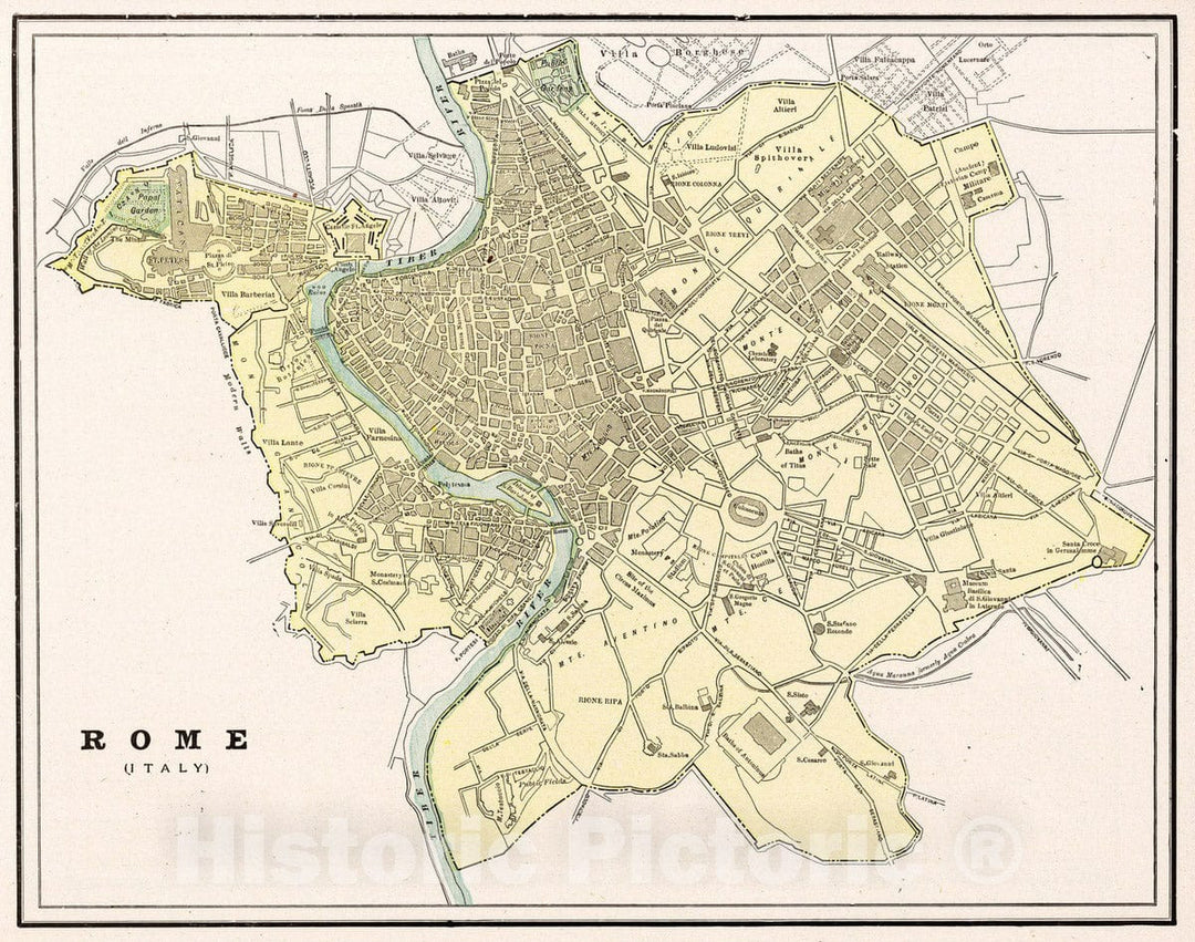 Historic Map : 1901 Rome, Italy - Vintage Wall Art