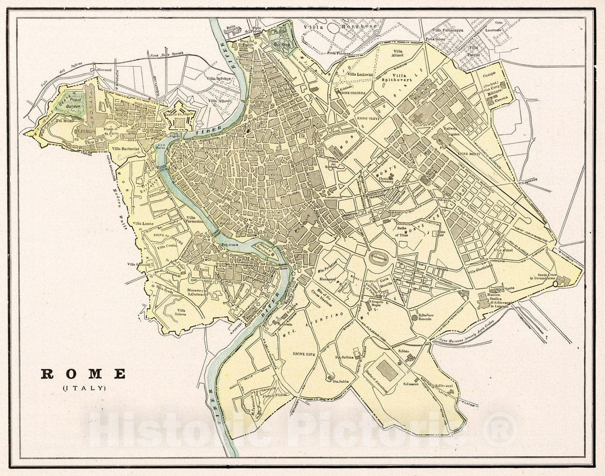 Historic Map : 1901 Rome, Italy - Vintage Wall Art