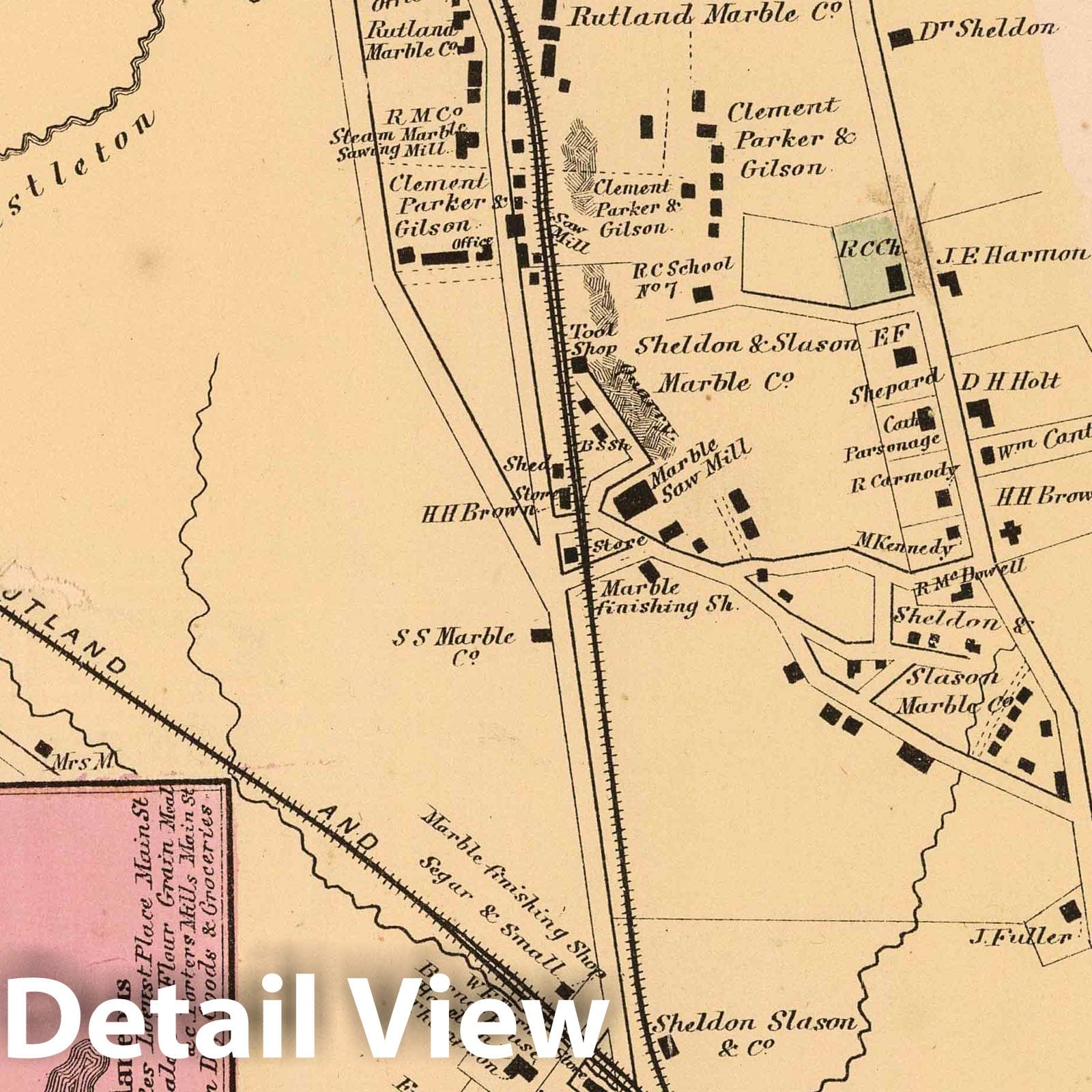 West Rutland Township, Rutland County, Vermont - Property Map, 1869 - Historical Map Print