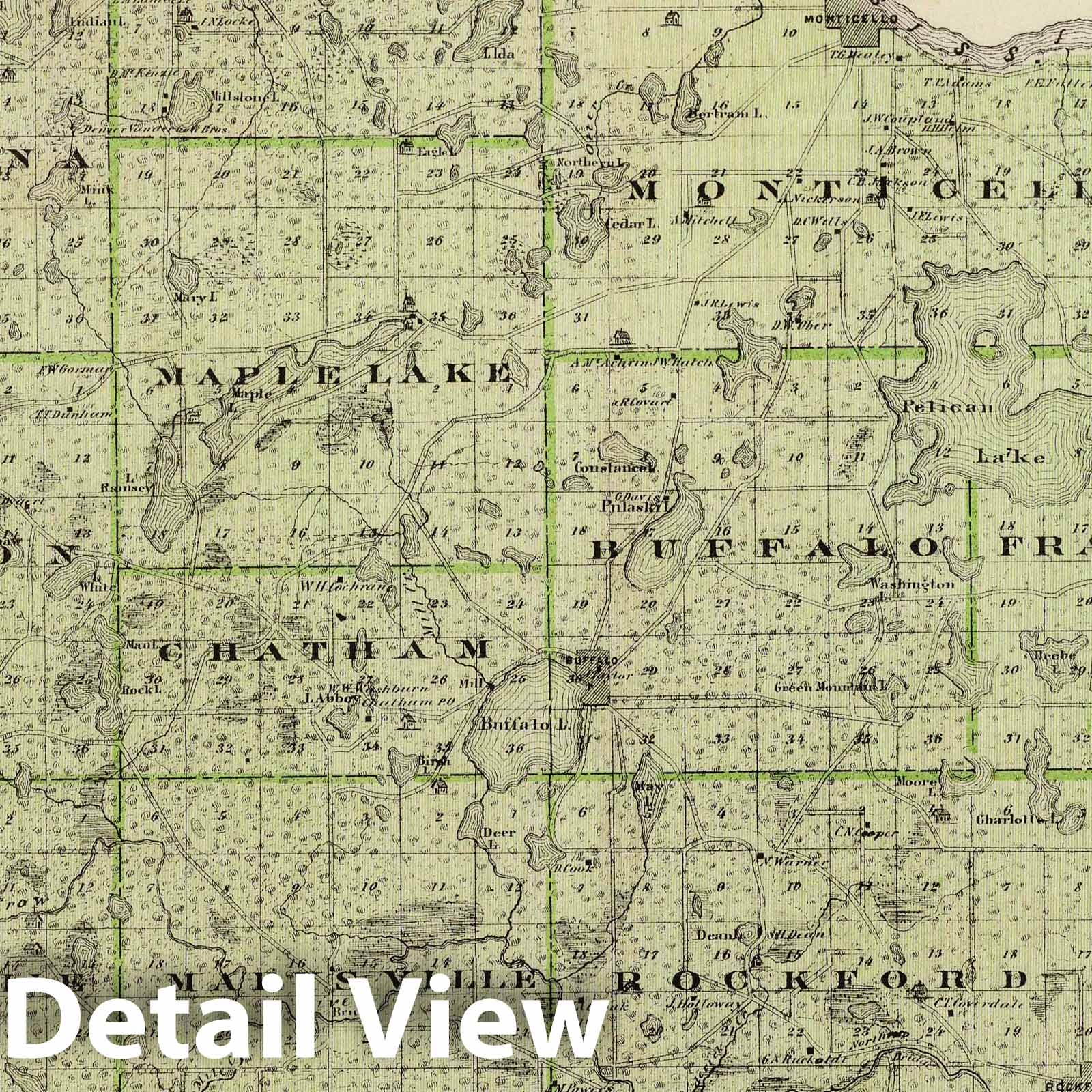 Wright County Minnesota - Railroad Map, 1874 - Historical Map Print