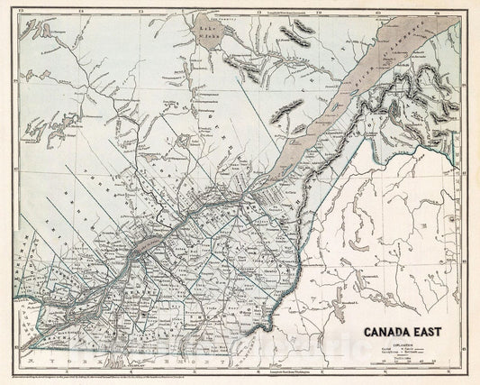 Historic Map : National Atlas - 1845 Canada East. - Vintage Wall Art