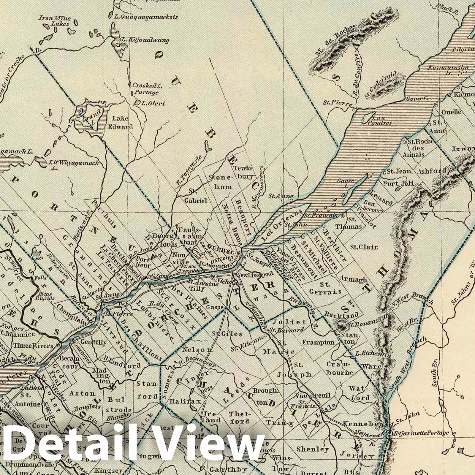 Quebec, 1845 - Historical Map Print
