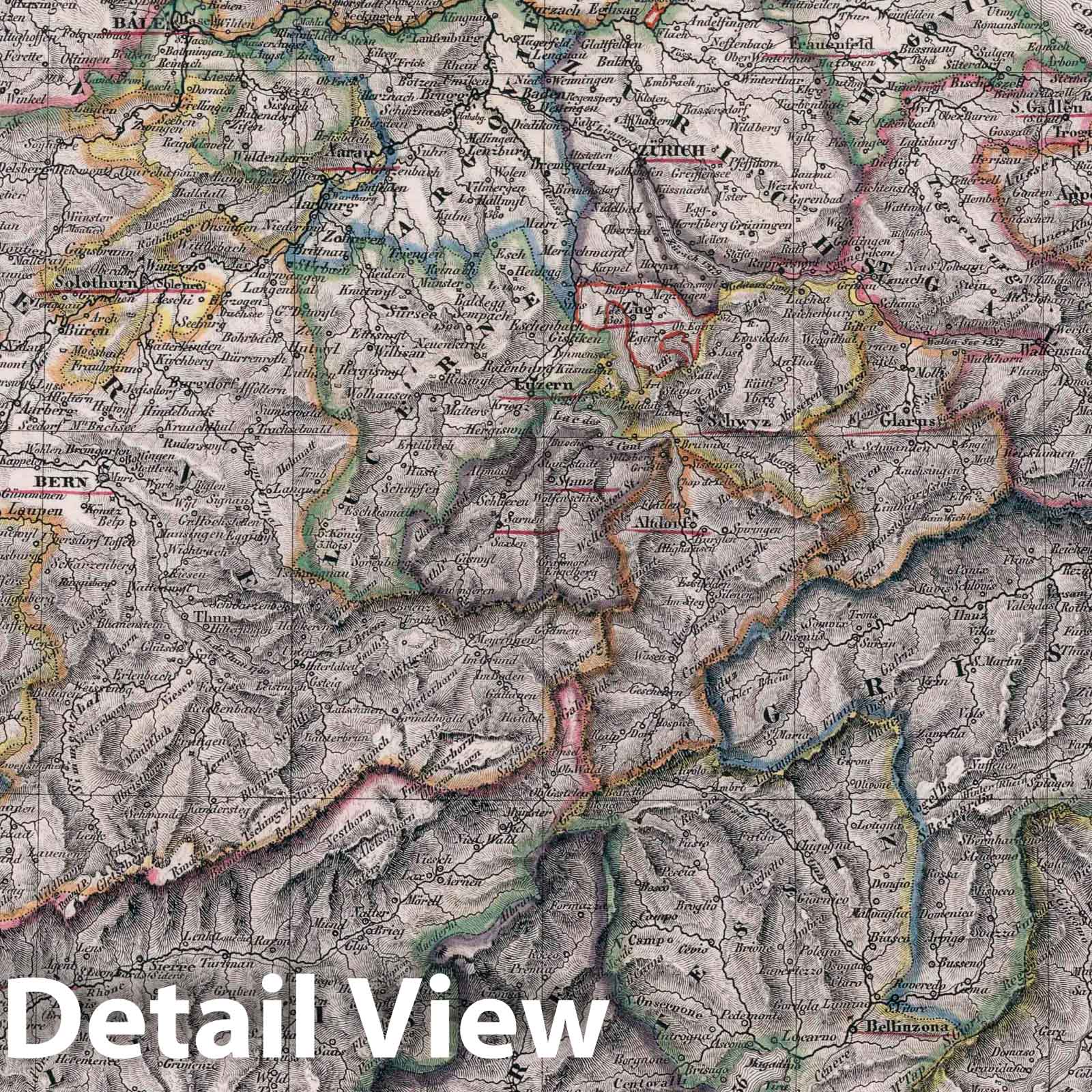 Switzerland 1831 Historical Map Print - Hand-Colored Lithograph