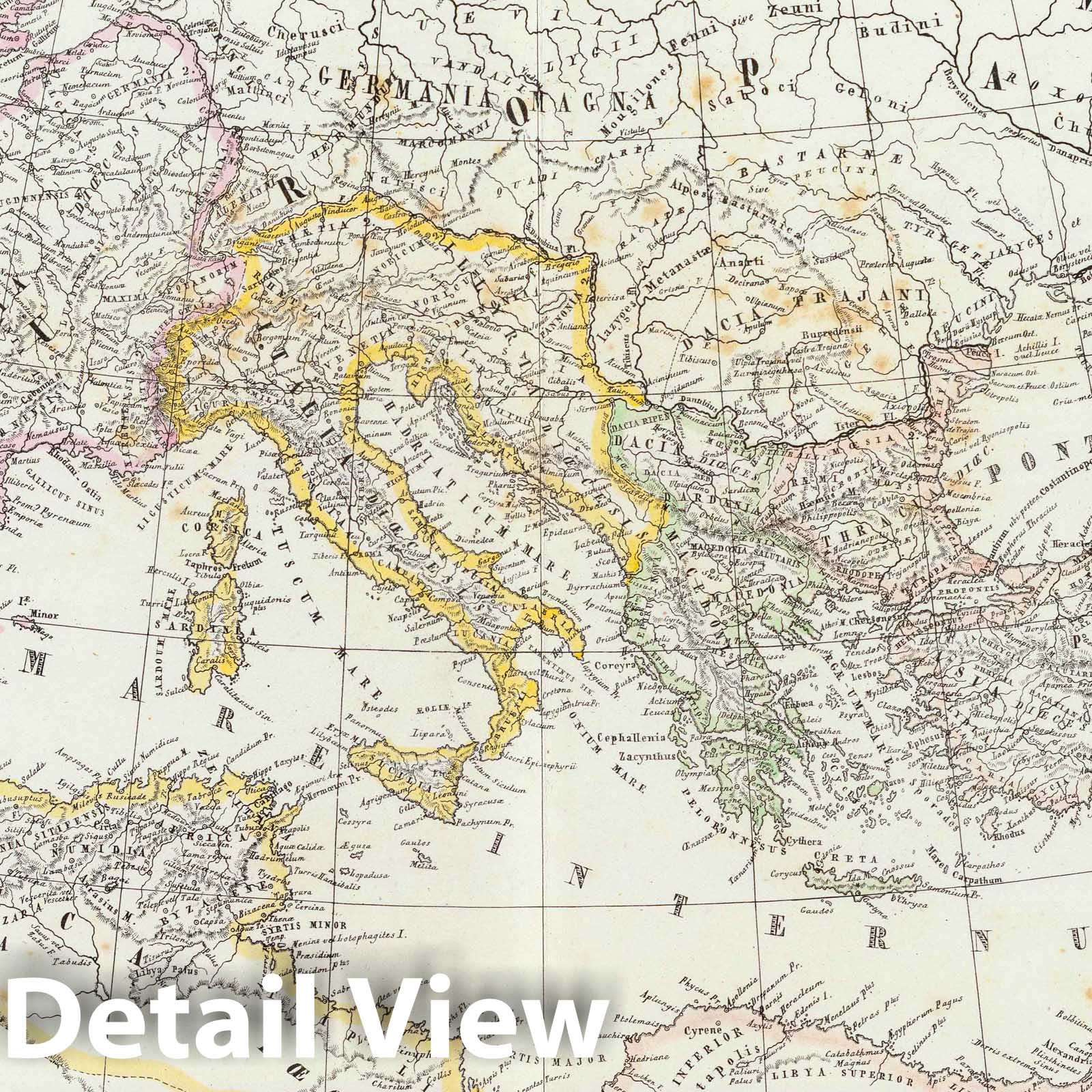 Roman Empire Under Constantine, 1847 - Historical Map Print