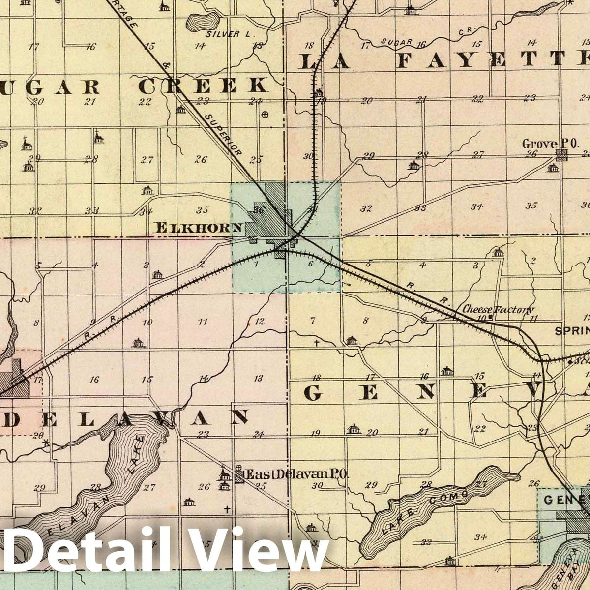 Walworth County Wisconsin - Geologic Map, 1878 - Historical Map Print