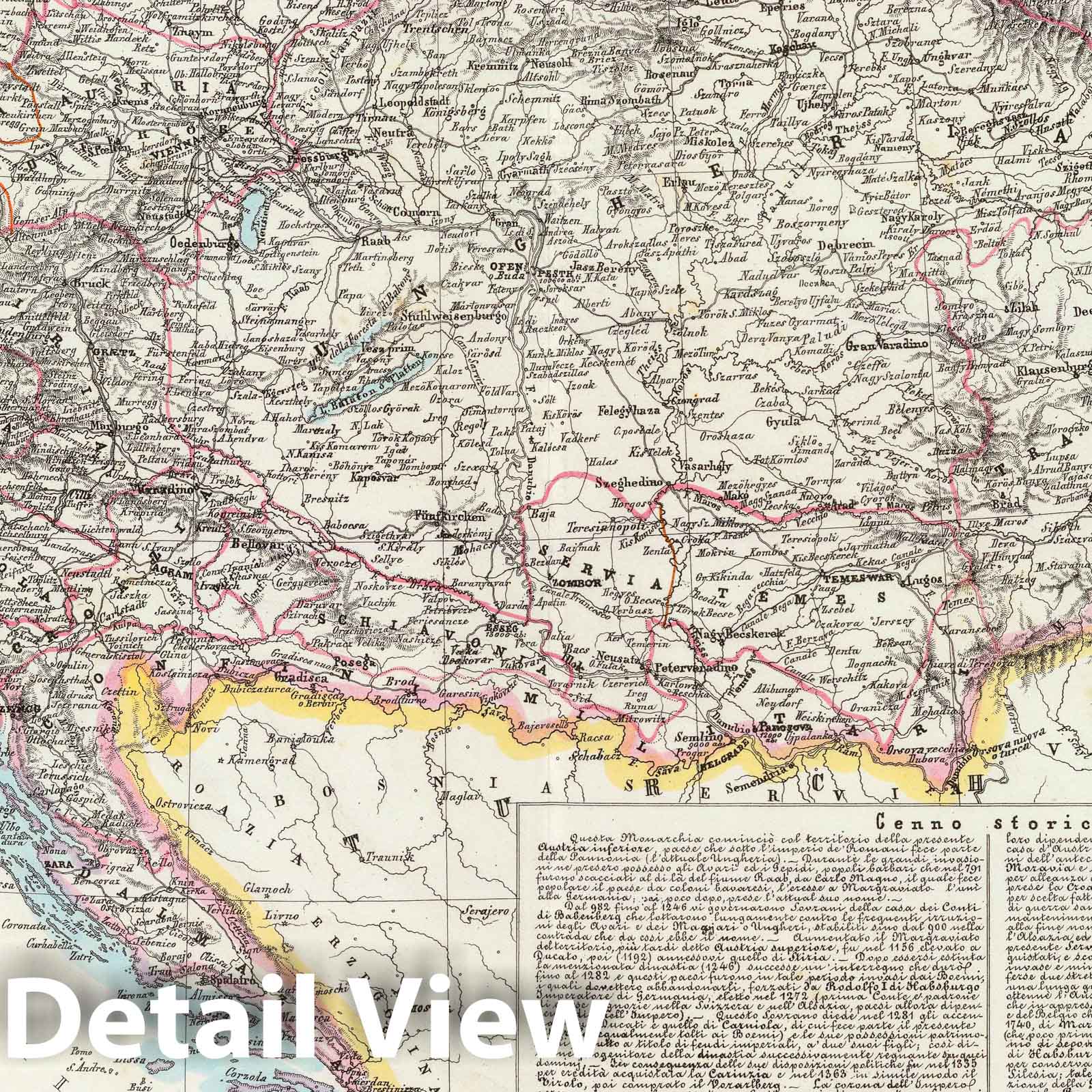Austria and Hungary 1855 Historical Map Print