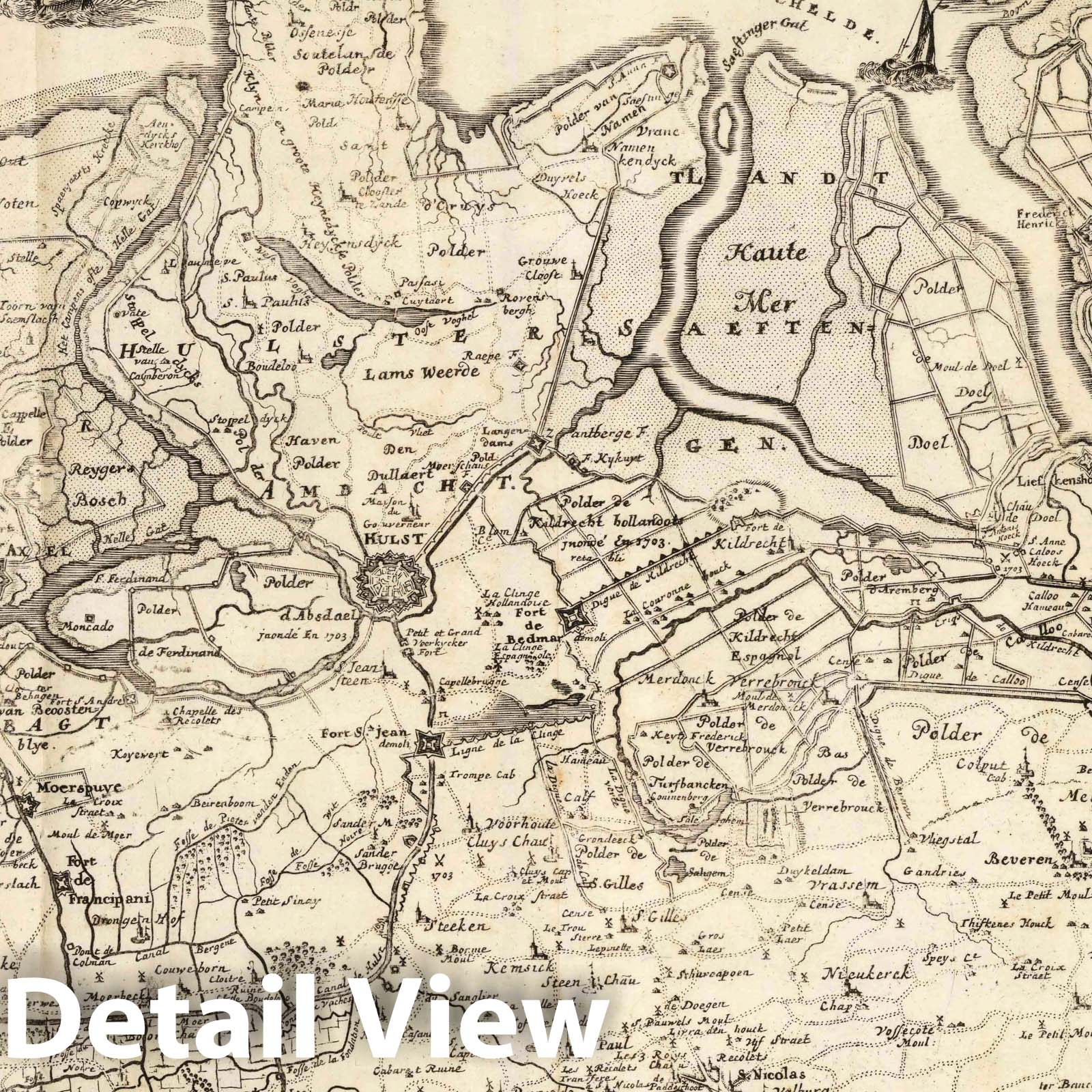 Environs of Antwerp, Ghent, Hulst & Land of Waes, Belgium Netherlands - 1708 Military Map