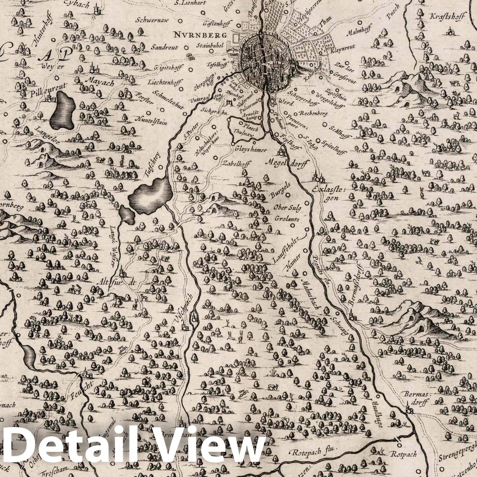 Nuremberg Territory, 1630 - Historical Map Print