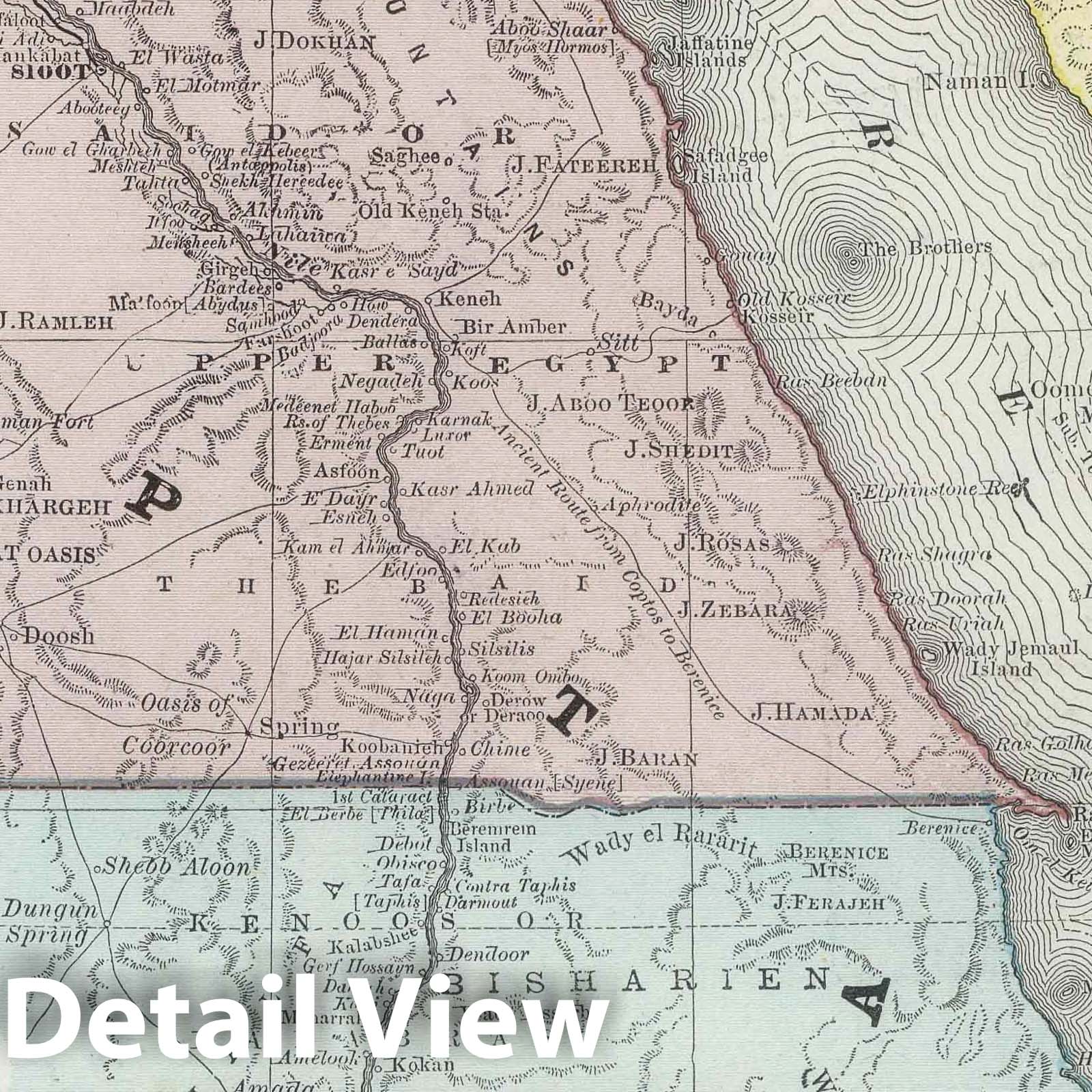 Egypt, Arabia Petraea, and Lower Nubia - Historical Map Print, 1889