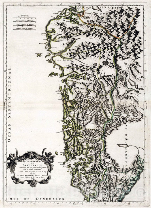 Historic Map : 1668 Berghenhus, Norway. - Vintage Wall Art