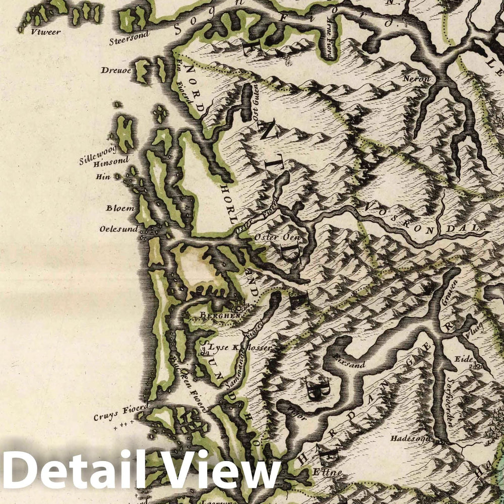 Historic Map : 1668 Berghenhus, Norway. - Vintage Wall Art