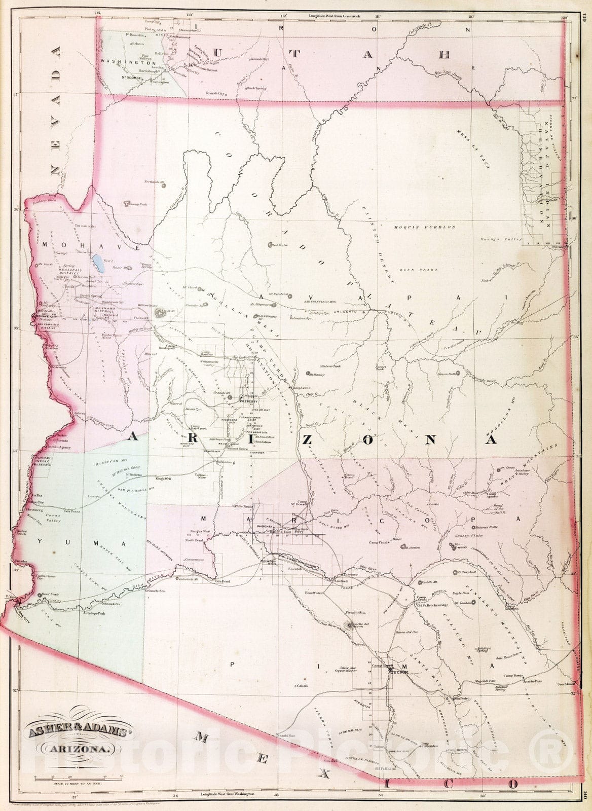 Historic Map : Commercial Reference Book - 1875 Arizona. - Vintage Wall Art