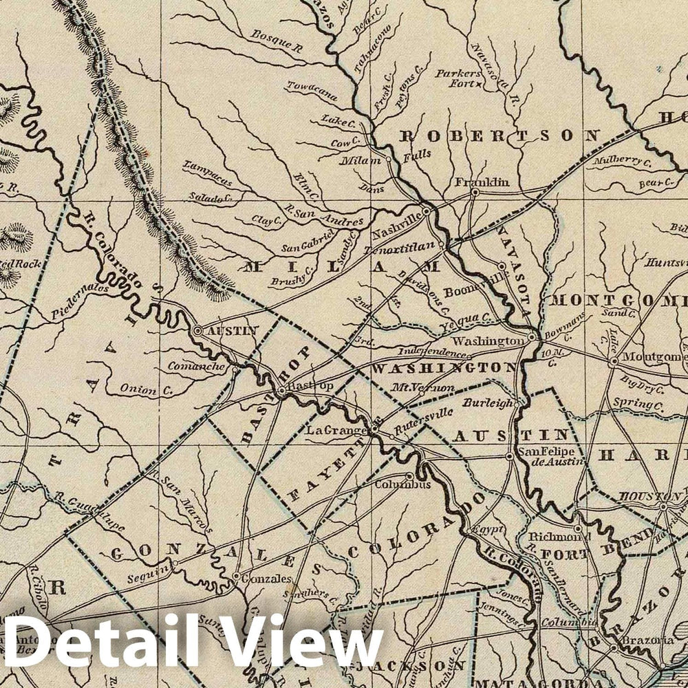 Historic Wall Map : National Atlas - 1845 Texas. - Vintage Wall Art