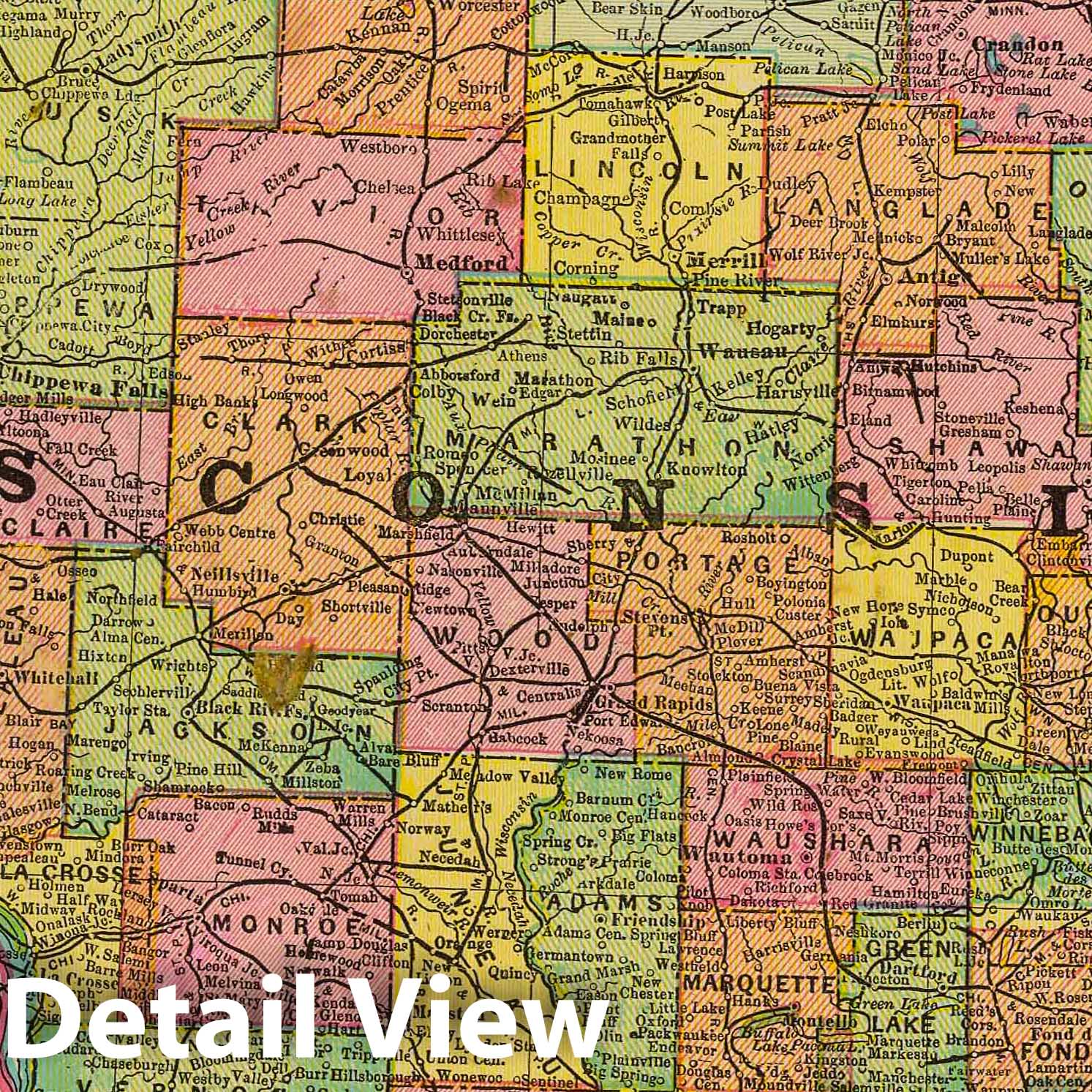 Wisconsin - Railroad Map, 1909 - Made-to-Order Print