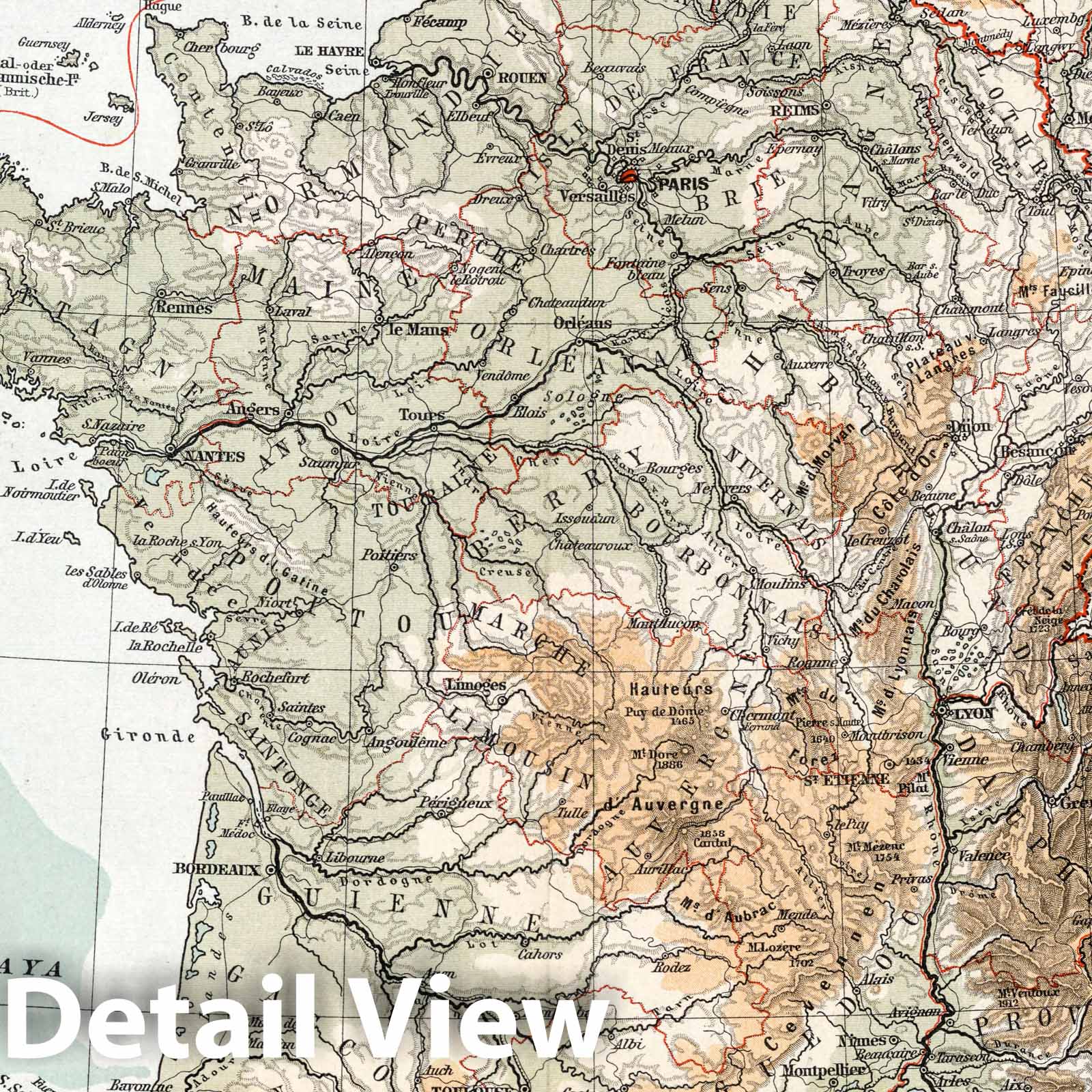 France, 1896 - Historical Topographic Map Print