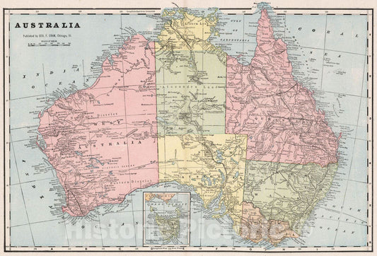 Historic Map : 1901 Australia - Vintage Wall Art