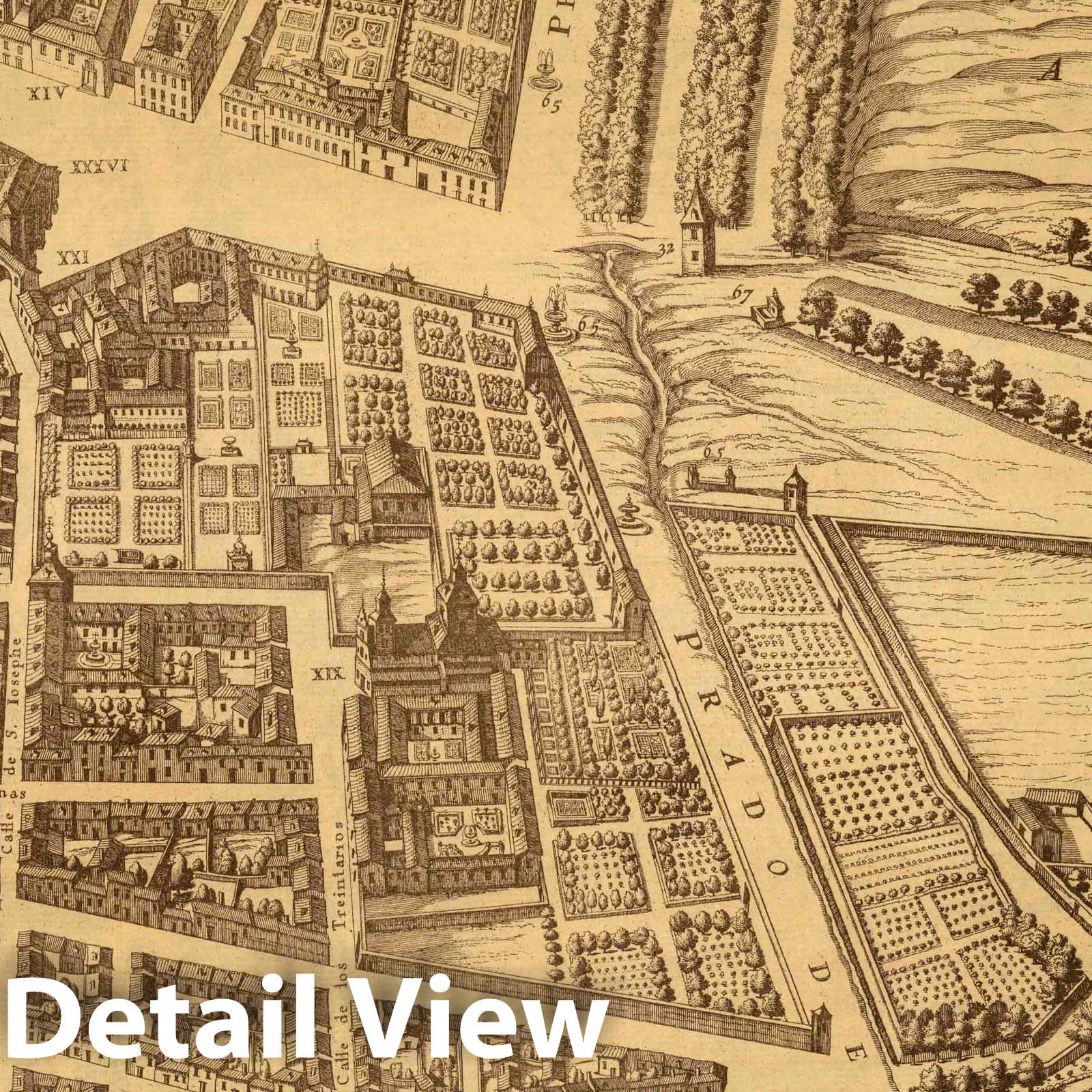 Madrid, Spain 1656 Historical City Plan Map Print