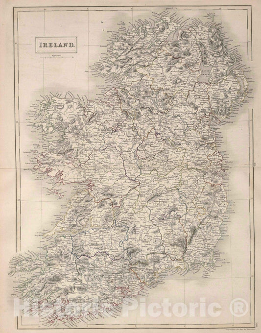 Historic Map : 1841 Ireland : Vintage Wall Art