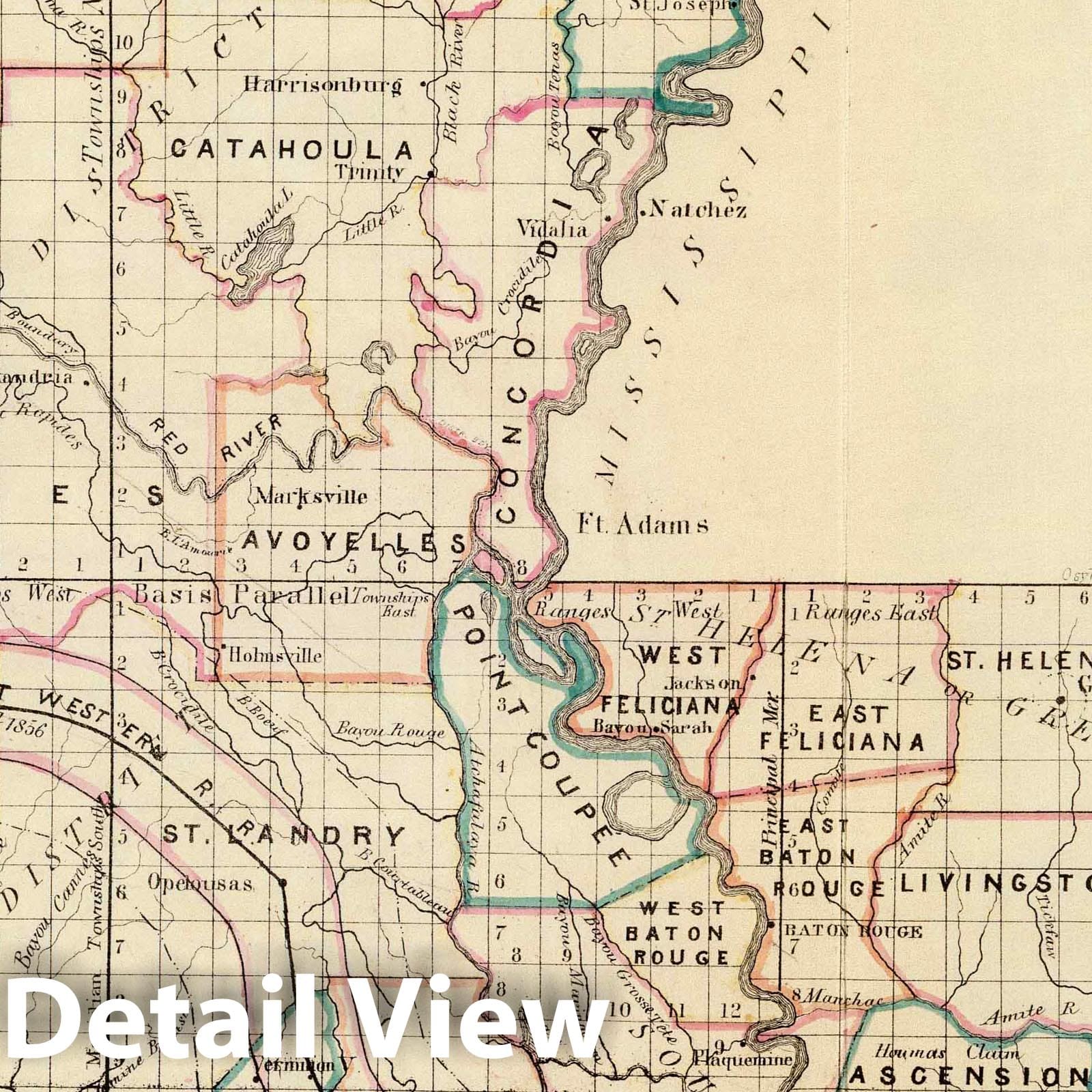 Louisiana - Survey Map, 1866 - Historical Map Print