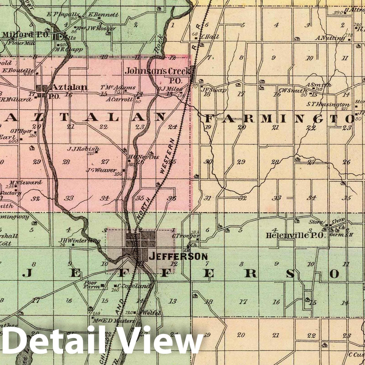 Jefferson County, Wisconsin - Geologic Map, 1878 - Historical Map Print