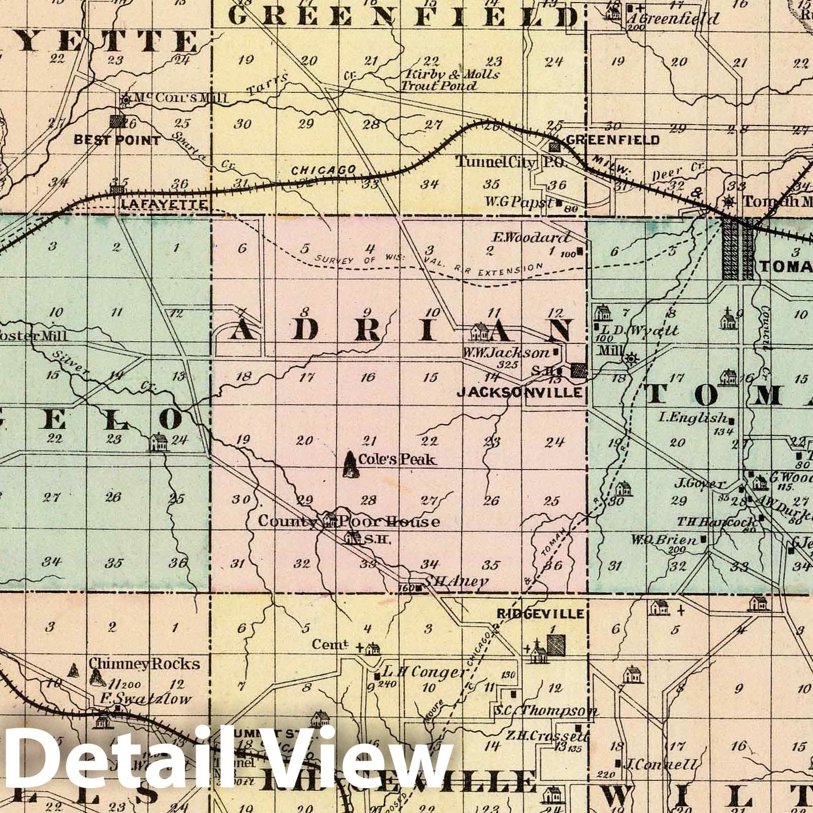 Monroe County - Geologic Map, 1878 - Historical Wisconsin Atlas Print