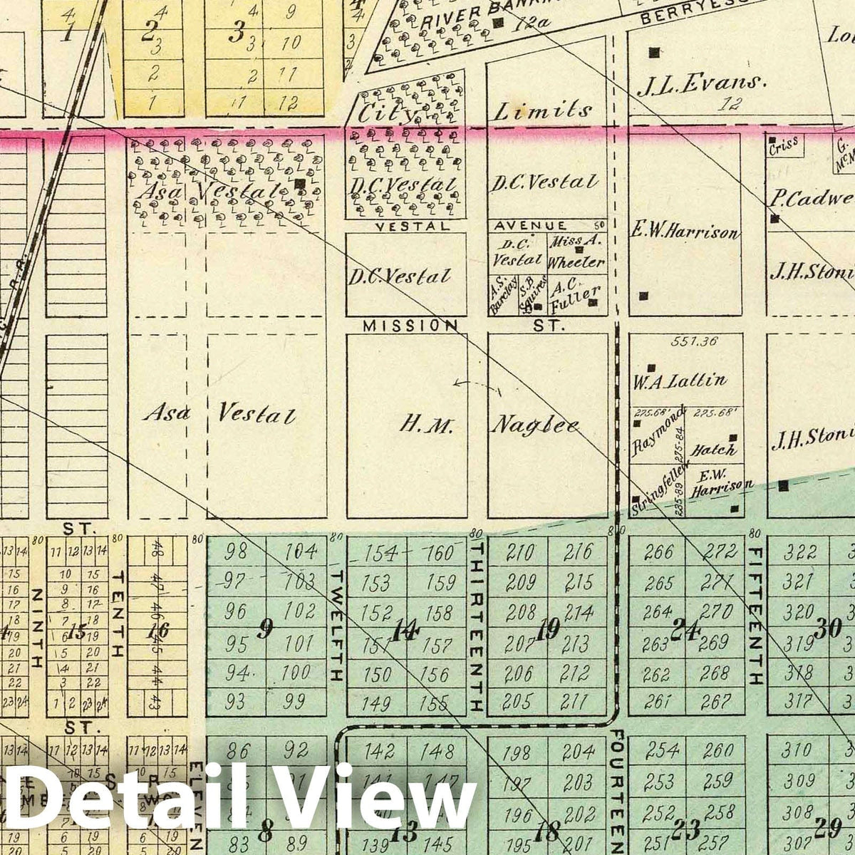 San Jose, Second Ward, California, 1876 - Historical Map Print