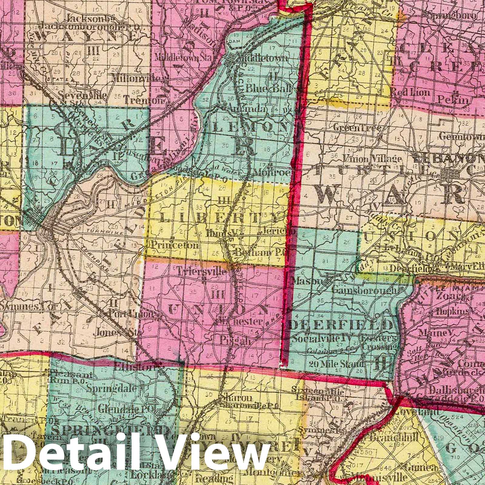 Butler, Clermont, Hamilton, Montgomery, Preble and Warren Counties, Ohio 1872 Historical Map