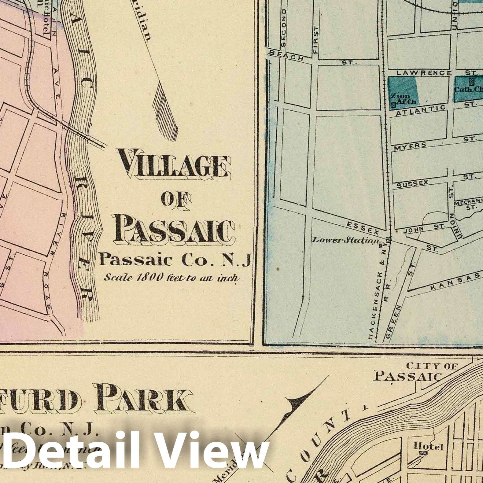 Rutherford, Passaic, and Hackensack, New Jersey - Geologic Map, 1872