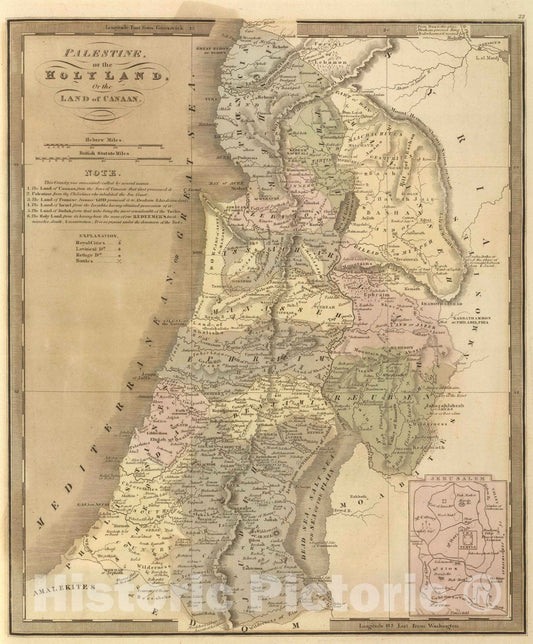 Historic Map : 1848 Palestine, or the Holy Land, Or the Land of Canaan. - Vintage Wall Art