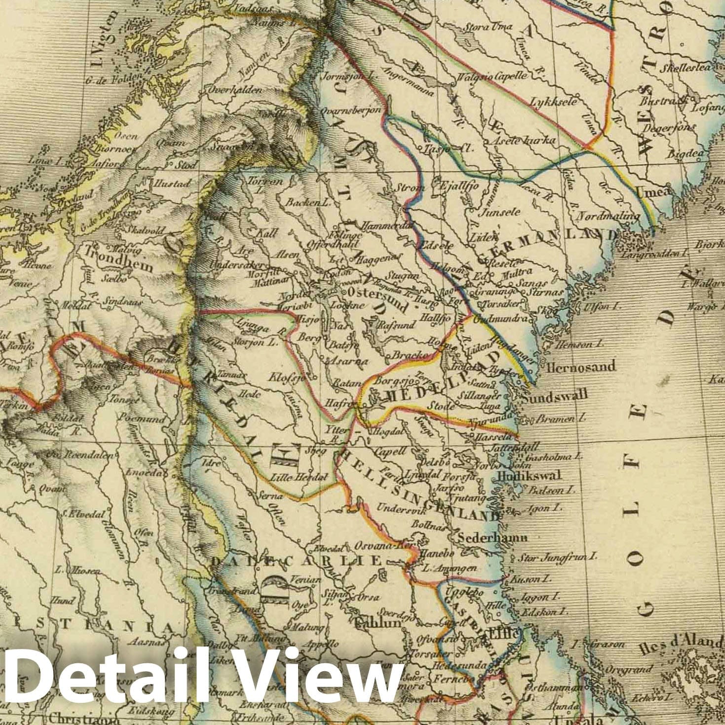 Sweden, Norway, and Denmark 1824 Historical Map Print