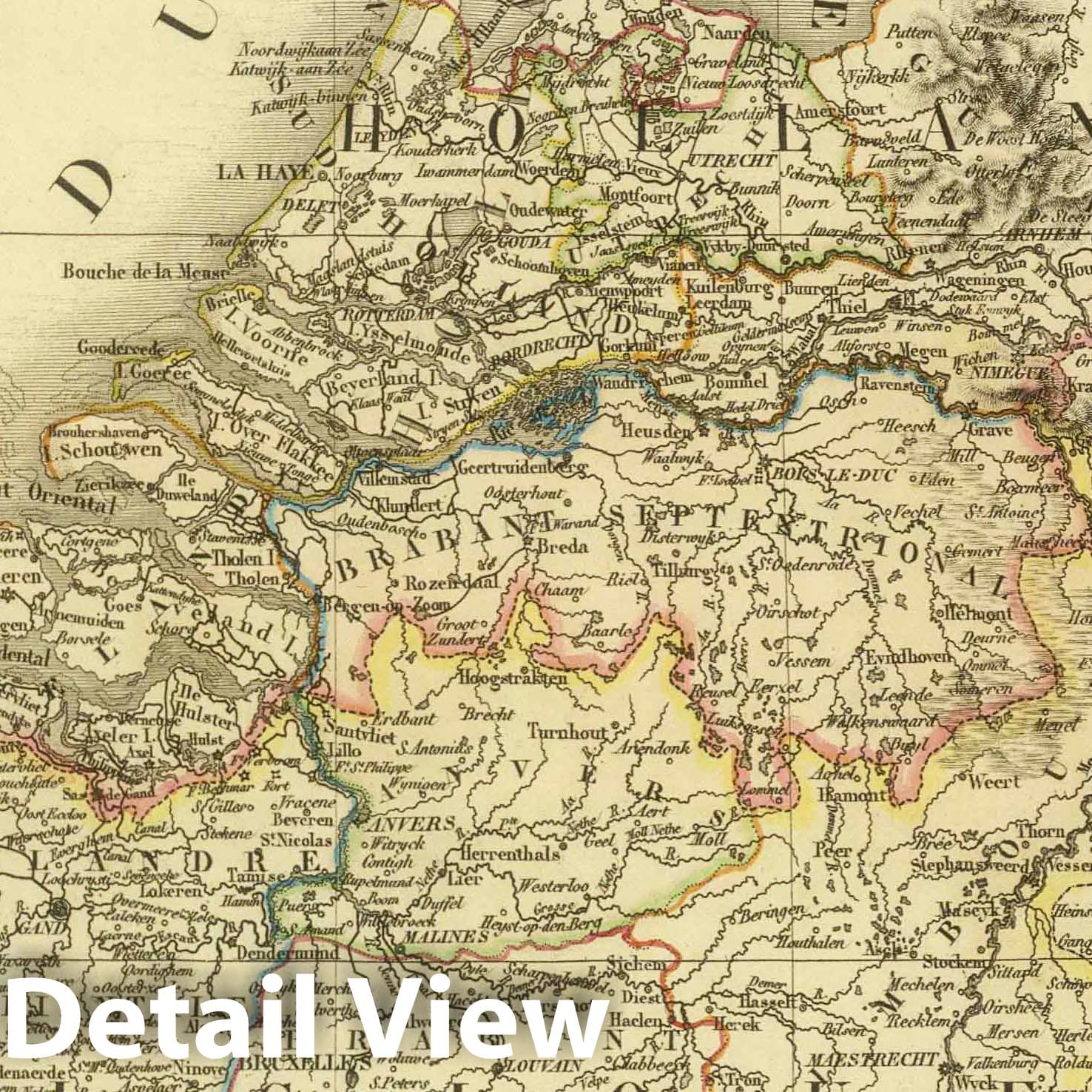 Netherlands, Belgium, and Luxembourg 1824 - Historical Map Print