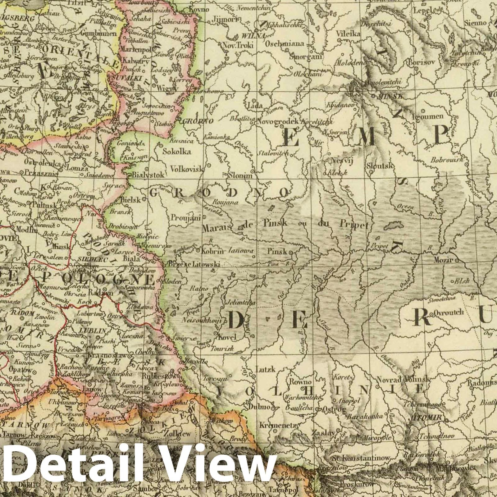 New Kingdom of Poland with Adjacent Regions, 1824 - Historical Map Print