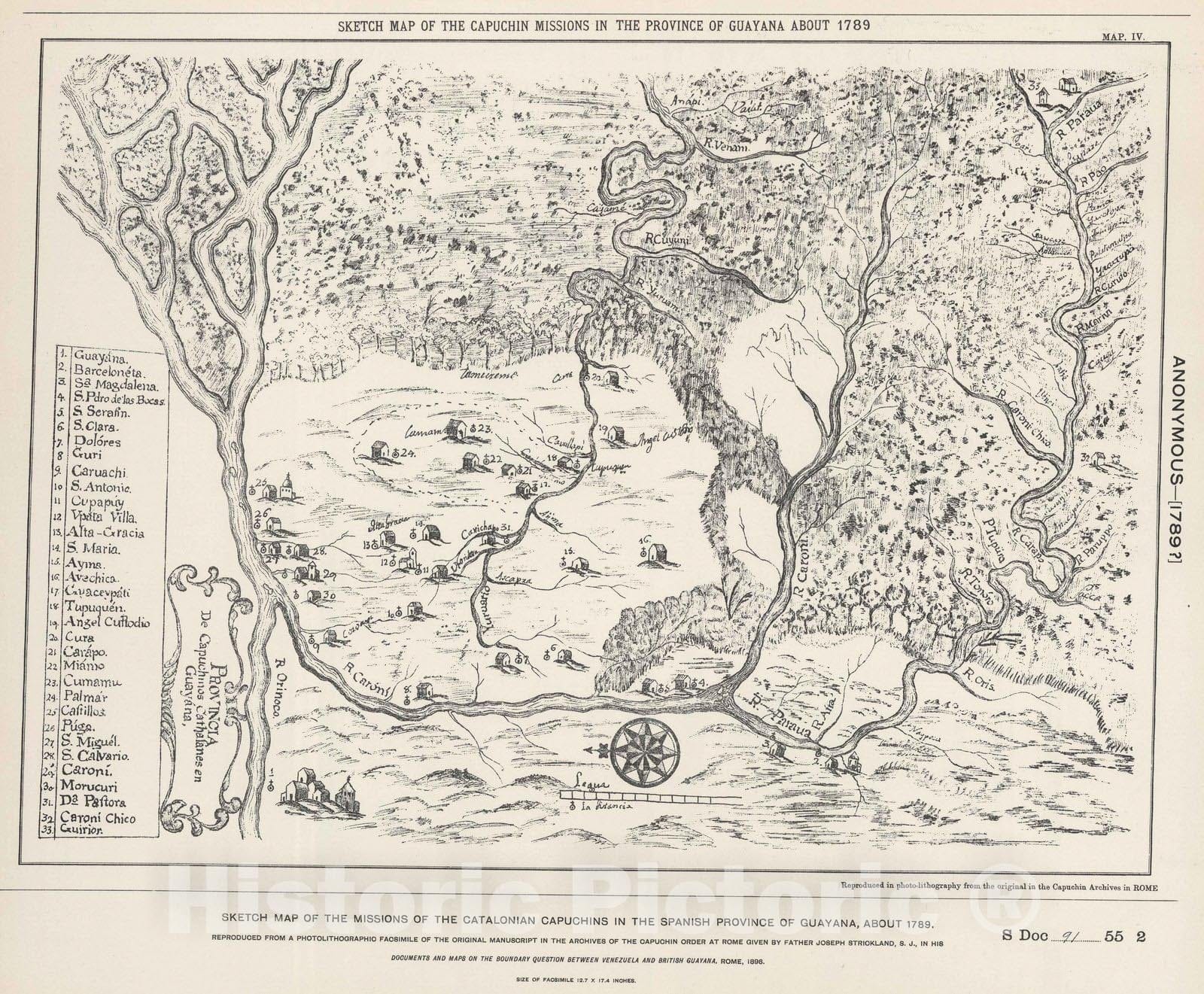 Historic Map : National Atlas - 1789 Capuchin Missions of Guayana. - Vintage Wall Art