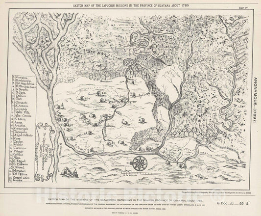 Historic Map : National Atlas - 1789 Capuchin Missions of Guayana. - Vintage Wall Art