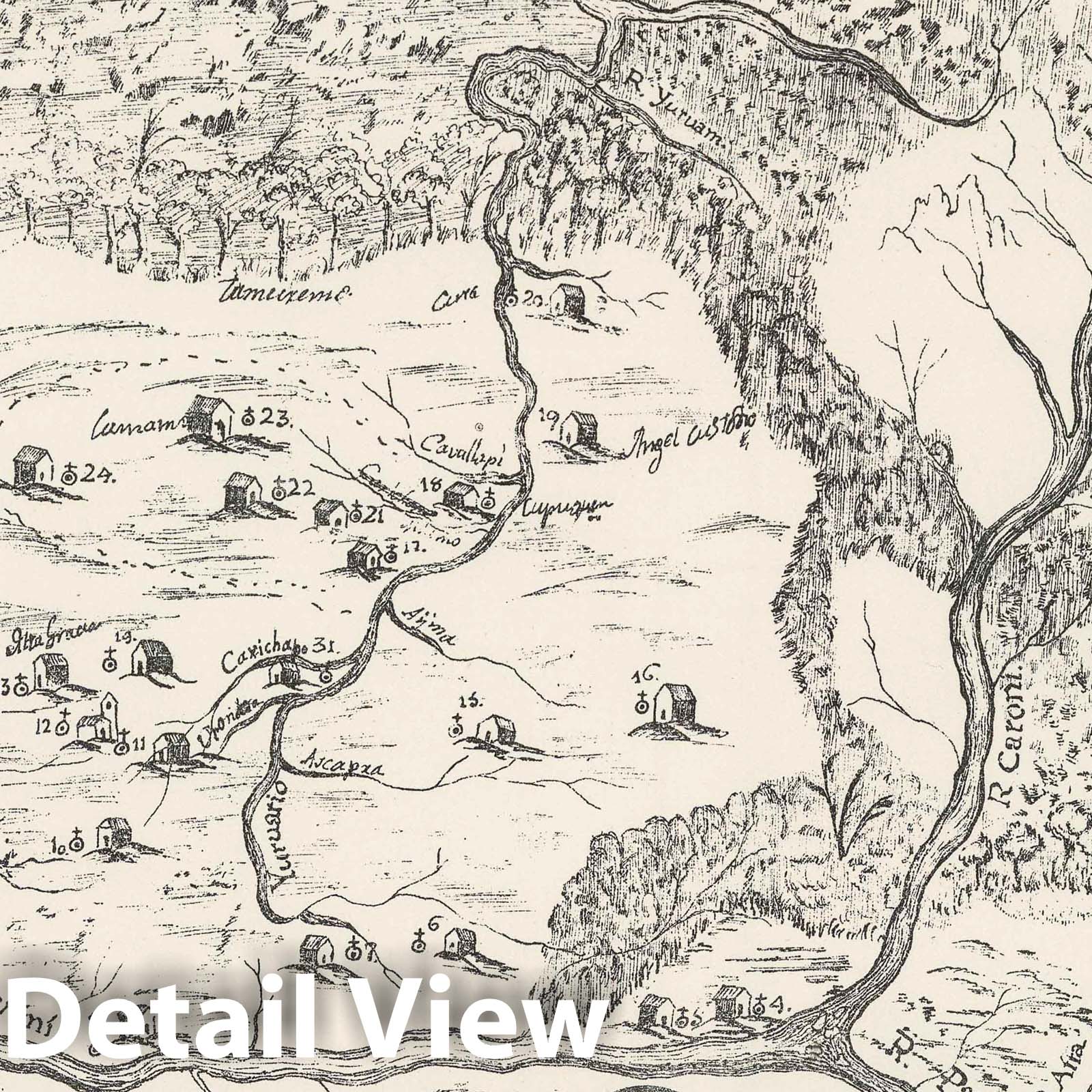 Capuchin Missions, Guyana and Venezuela - Route Map, 1789