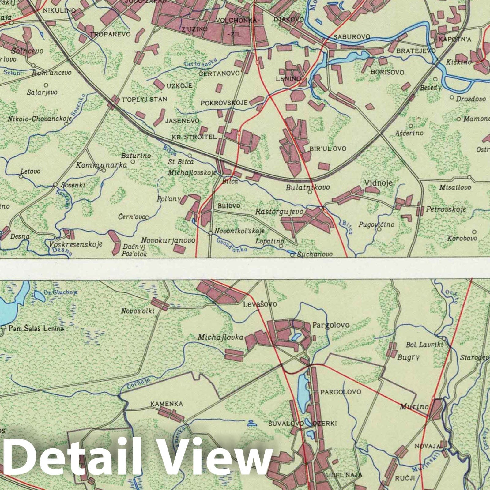 Moscow and Saint Petersburg - Physical Map, 1967 - Soviet Atlas Reproduction