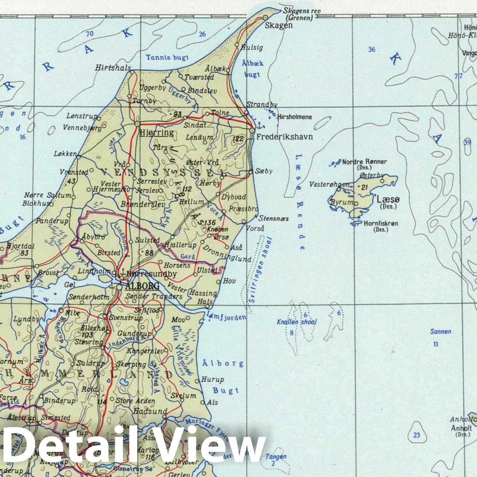 1967 Iceland Denmark Physical Map - Soviet World Atlas Historical Map Print