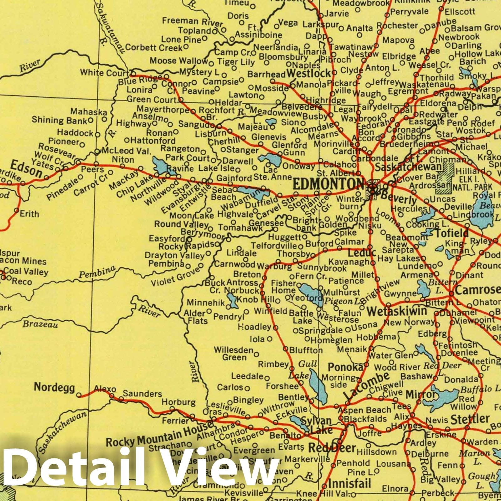 Alberta - Physical Map, 1948 - Hammond's New World Atlas Historical Map Print