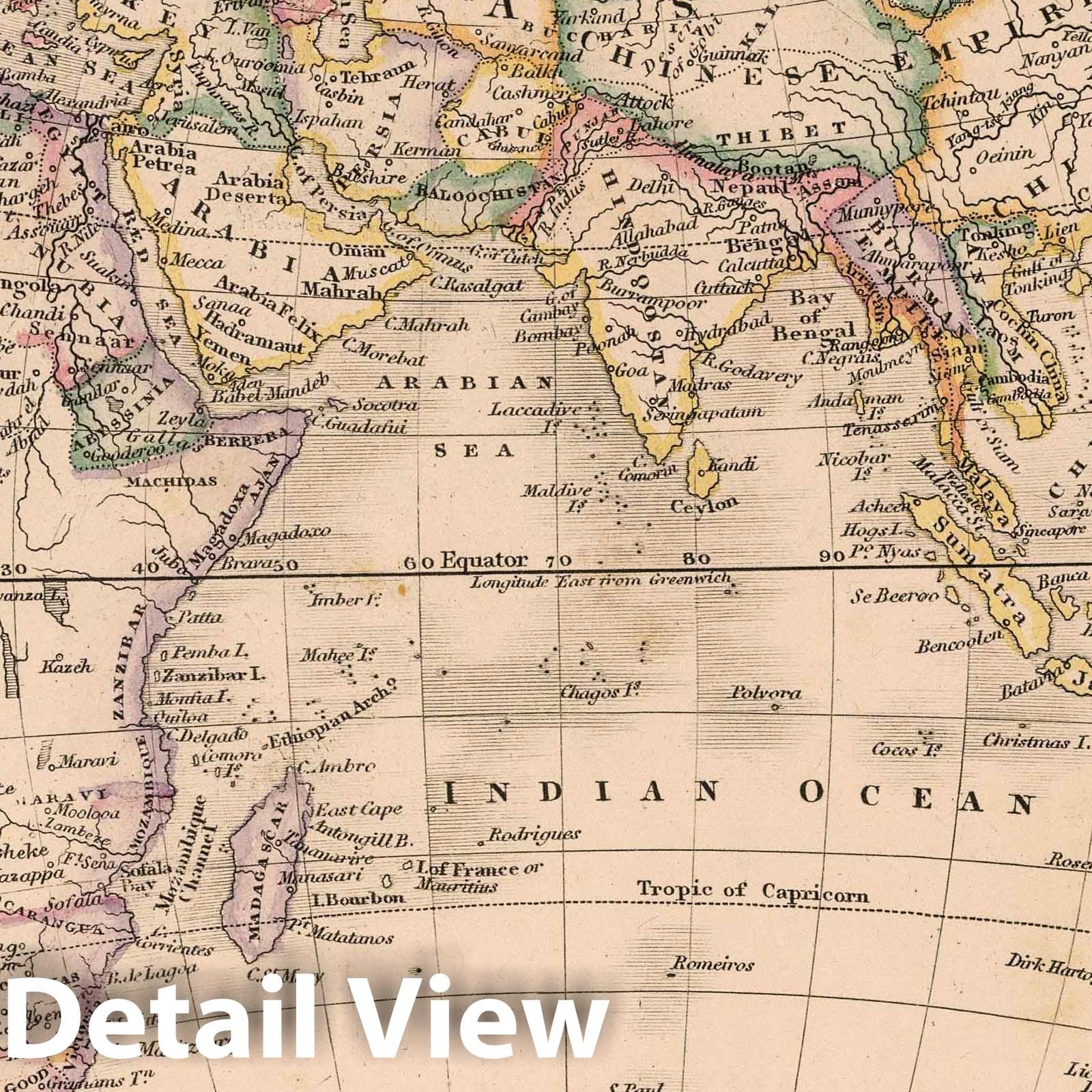 Eastern Hemisphere - Railroad Map, 1864 - Historical Map Print