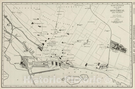 Historic Map : National Atlas - 1924 Montreal. - Vintage Wall Art